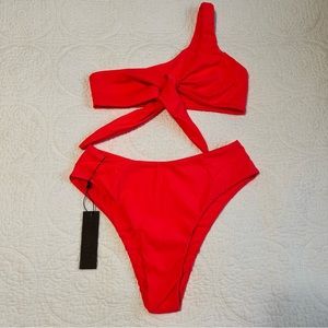 NWT Blackbough Swim One Shoulder Red Bikini